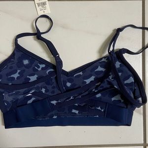 Blue leopard print sports bra